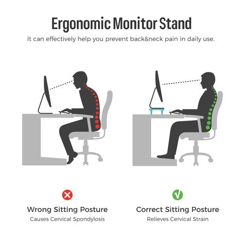 loukin Monitor Stand Riser for Desk, 22.4" x 8.3" Larger Computer Stand for Laptop, PC, Printer, Sturdy Desktop Computer Shelf with Non-Skid Rubber, Home Office (Brown)