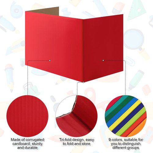 36 Pcs Privacy Folders for Student Desks Desk Dividers for Students Classroom Desk Privacy Panel Study Carrels School Teacher Supplies, 9 Colors, 17 x 12 Inch