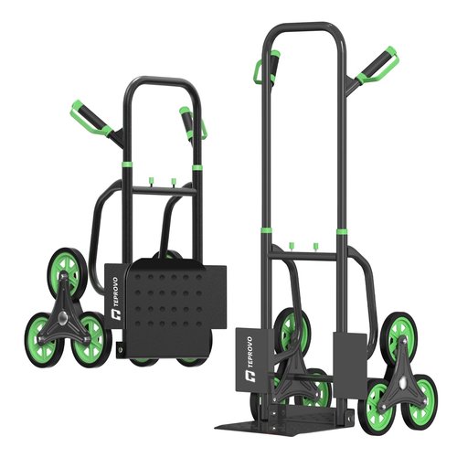 Teprovo Stair Climbing Hand Truck 440lb，Heavy Duty Dolly Cart for Stairs，Thickened Upgraded Steel Tube Folding Stair Climbing Trolley with Six Wheels and Telescoping Handle