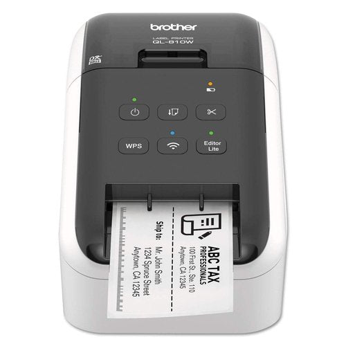 Brother QL-810W Professional Label Printer with USB and WIFI connectivity, Ultra-Fast printing up to 110 labels per minute with Standard Address label in Monochrome, Black & Red Printing Available