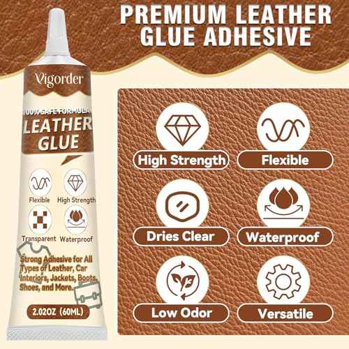 Leather Glue, 60ml Leather Glue Adhesive, High-Strength & Flexible, Transparent & Waterproof, for Jackets, Handbags, Sofas, Furniture, Car Seats, and Shoes