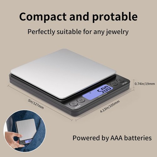 SKEAP Digital Jewelry Scale - 500g x 0.01g Precision Scale with Backlit LCD | Ideal for Gemstones & Coins