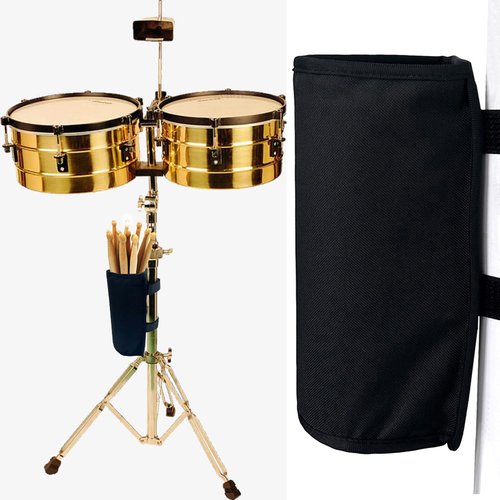 Wanty Drumstick Holder Drum Sticks Nylon Holder High-Capacity Bag with Two Hook & Loop Straps for Drumsticks Mallets Brushes Up to 10 Pairs Drum Set Accessories