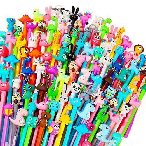 Handepo Cute Cartoon Gel Ink Animal Writing Pens 0.5 mm Black Ink Cool Kawaii Fun Novelty Pens for Kids School Office Home Supplies Student Kids Gift, 50 Assorted Styles(200 Pcs)