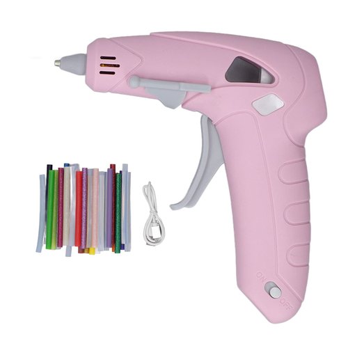 Cordless Hot Glue Gun, Rechargeable Handcraft Anti Scald Mouth Electric Glue Gun Wireless Heat Gun with 30 Glue Stick for Office School Home Repairs