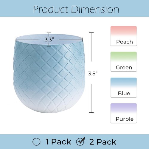 Y YOMA 2 Pack Pen Holder for Desk Cute Plastic Pencil Cup Pen Container Square Organizer Modern Aesthetic Design Desktop Storage Solution for Pens, Pencils, Marker, Makeup Brush, Gradient Blue