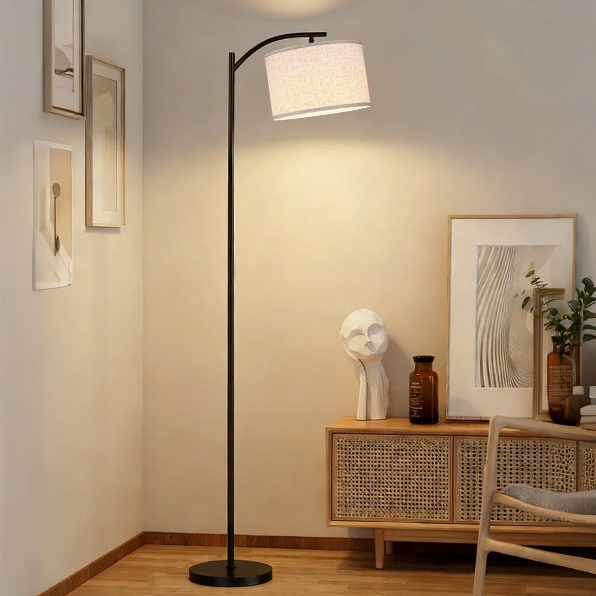 Skiennix Floor Lamp - Stylish Standing Lamp with Linen Shade for Home Décor | Bulb Included