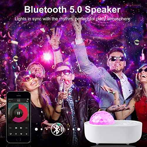 Star Projector 3 in 1 Galaxy Night Light Projector with White Noise and Bluetooth Speaker for Home Bedroom Decor, Remote Control, Christmas Birthday Gifts for Kids Women Man - White