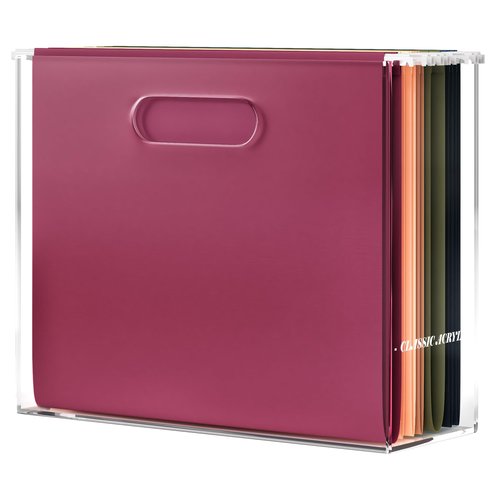 CLASSIC ACRYLIC File Organizer for Desk - This Acrylic Storage Box is great for Office Organization - Its Modern Acrylic Magazine Holder makes a Great Gift for Home/Work Space