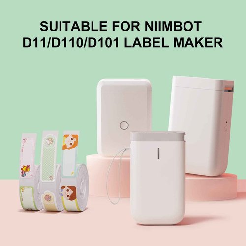 NIIMBOT D11 D110 D101 Label Tapes, 6 Rolls Adapted D11 Label Print Paper, D110 Thermal Sticker Paper 0.47"x 1.57" Waterproof Self Adhesive Labeling Tape(White)