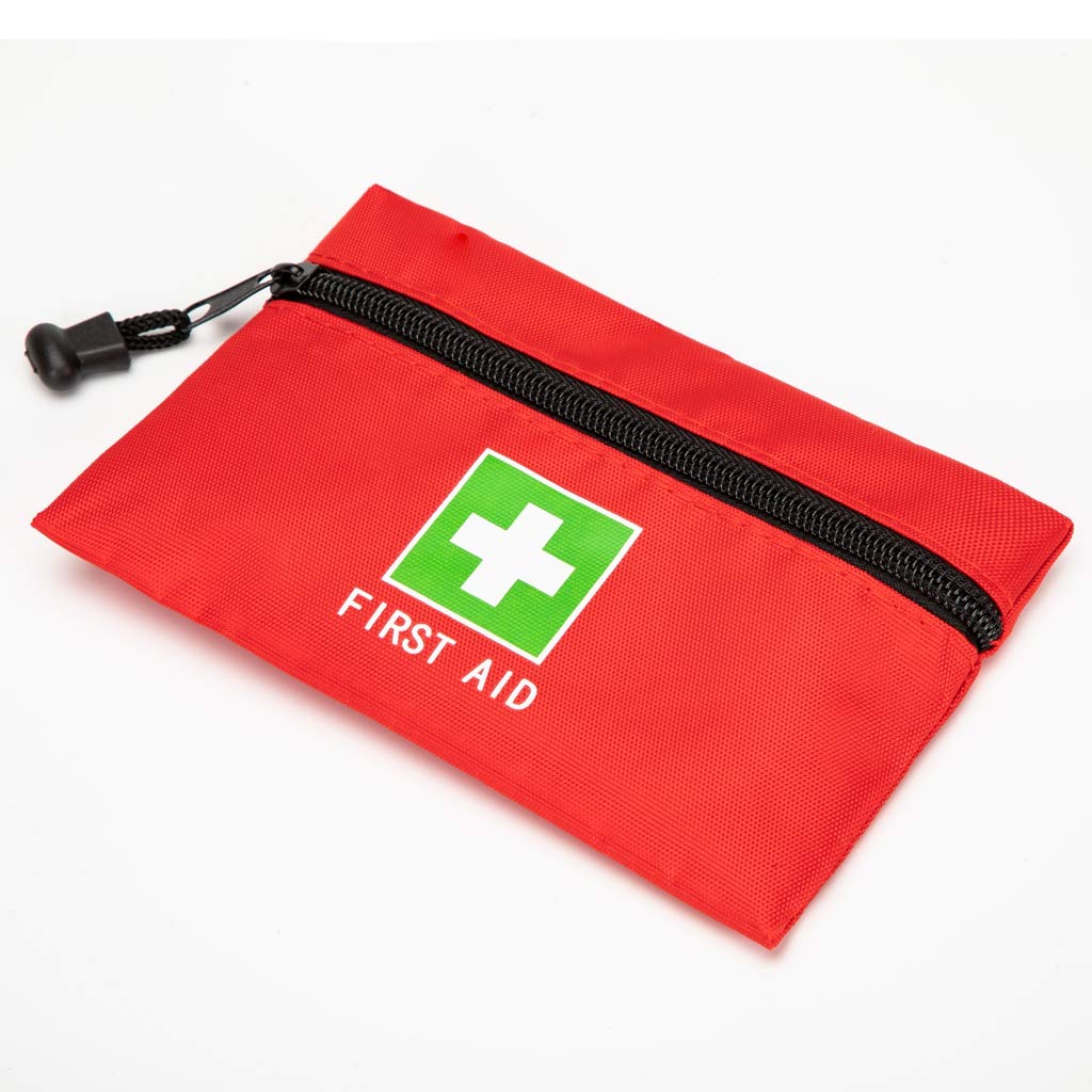 Jipemtra Red Emergency Pouch - Small Travel First Aid Bag for Car, Home, Office & Outdoors (8.3x5.5)