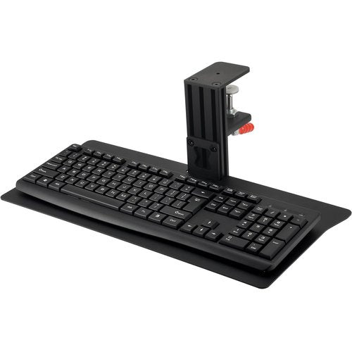 Quick Release Keyboard Desk Mount, Clamp-on Adjustable Tray,18.5x8.7 Inch, Extra Sturdy Single Clamp Design, Height Adjustable Ergonomic Typing for Office, Home, Gaming - Save Desk Space, Special Use
