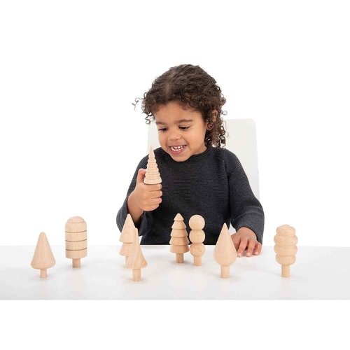 TickiT Woodland Trees Set - Set of 10 - For Ages 10m+ - Wooden Trees for Kids - 10 Different Shapes - Loose Parts Wooden Toys for Toddlers
