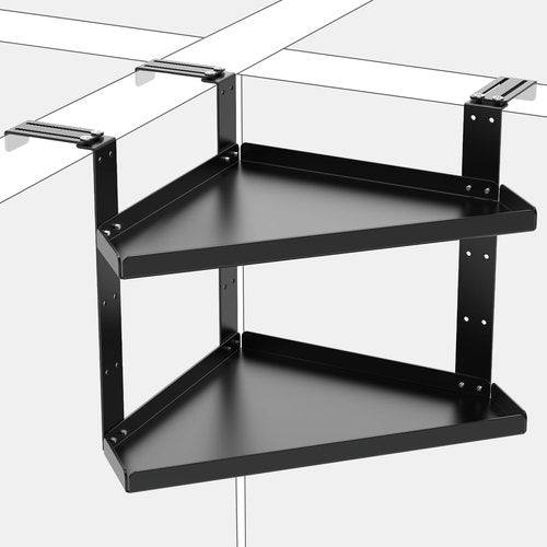 Fixirons 2 Layers Office Cubicle Shelf for Office Decor Corner Shelf for Cubicle Height Adjustable Cubicle Corner Shelf with Hooks