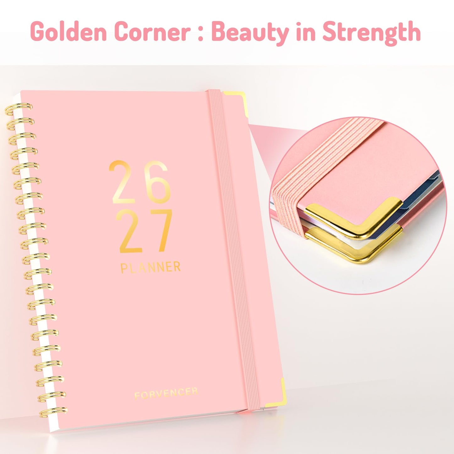 Jul 2026 - Dec 2027 Planner, Forvencer 18 Month Academic Planner 2026-2027, 6.3" x 8.4", Calendar Planner Weekly and Monthly, Daily Agenda Book, School Supplies for Student Teacher, A5, Marble Style