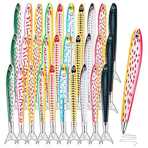 Outus Fish Pen Ballpoint Ink Pens Kawaii Novelty Pen 0.7 mm Bulk Realistic Fishing Decoration for Sea Party Favors Halloween Christmas Near Year Gift(50 Pieces)