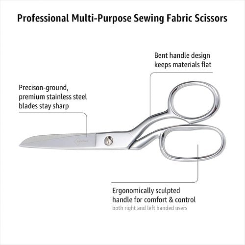 BoFuYuan Stainless Steel Fabric Scissors - 8-Inch Heavy Duty Tailor Shears with Ergonomic Grip