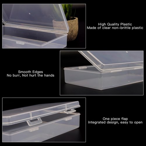 Coobbar File Portable Project Case,6 Pack Plastic Storage Box Scrapbook Paper Storage Boxes Documents Magazines Holder,Plastic File Case A4 Paper Case (7.7 x 4.1 x 1.6 Inches)