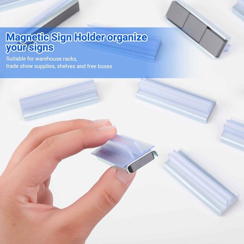 Thyle 24 Pack Magnetic Sign Holder Grip Holder, Powerful Magnet, 3" Length, 1" Width, 0.75" Total Height for Retail Wall Display Store Vendor Event Warehouse and Shop Supplies, Clear