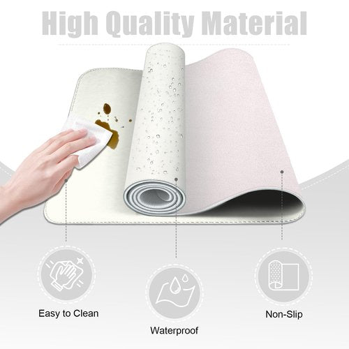 Leather Desk Pad Protector, 39.4'' X 17'' Large Mouse Pad, Office Desk Mat, Non-Slip PU Leather & Suede Base Desk Blotter, Laptop Desk Pad, Desktop Mat for Office Home, White