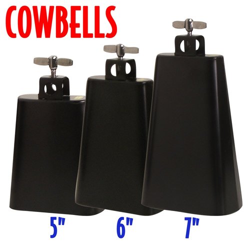 Performance Plus Professional 7" Latin Style Cowbell, Black, 7 inches (CB7)