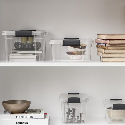 Superio Clear Storage Boxes with Lids, Plastic Container Bins for Organizing, Stackable Crates, BPA Free, Non Toxic, Odor Free, Organizers for Home, Office, School, and Dorm(10.5 Quart, 2 Pack)