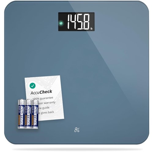 Greater Goods AccuCheck Digital Scale - High-Precision Bathroom Scale with 400 lb Capacity & Backlit Display | Stone Blue