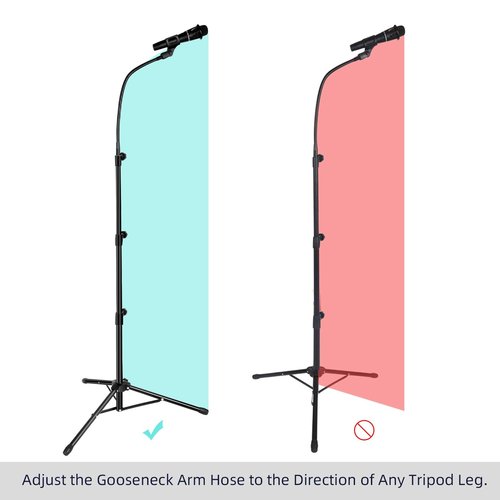 Microphone Stand Boom Mic Stand-Kangziliang Mike Stand Gooseneck Microphone Stand Tripod Adjustable Height 3'- 6' with Mic Clips and 3/8" - 5/8" Adapter for Singing,Most Mics
