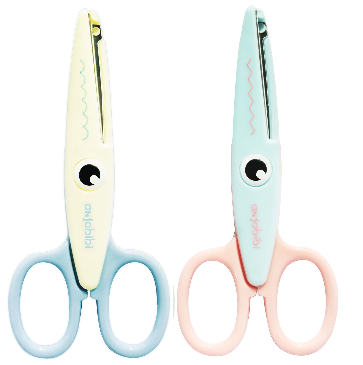 ANJOBIBI,Scissors for Crafting (2-Pack)-Decorative Pattern Edge Craft Scissors,Suitable for Fun DIY Scrapbooking Crafting Projects for Kids Adults (Beige+blue)
