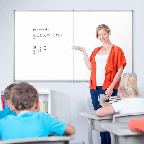 DOLLAR BOSS Large White Board 60 x 36 Inch Foldable Magnetic Whiteboard for Wall, Portable Double Sided Dry Erase Board, Aluminum Frame Message Board for School, Office, Classroom with Eraser, Markers
