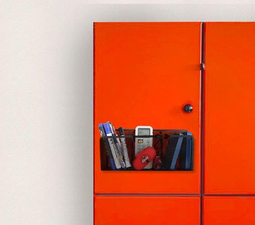 sdoot 2 Pack Pencil Holder, Office Organizer with 3 Compartments, Locker Organizer Mesh Metal Basket, Pen Cup for Office, Refridgrator, Locker