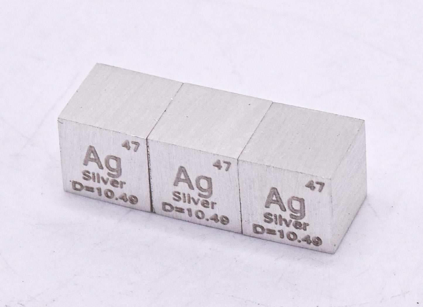 0.39" 10mm Silver Argentum Metal Cube Ag up to 99.9% Pure Periodic Table Element Engraved Density Collection Science Education Display Block Cube + Acrylic Case Box - 1PC