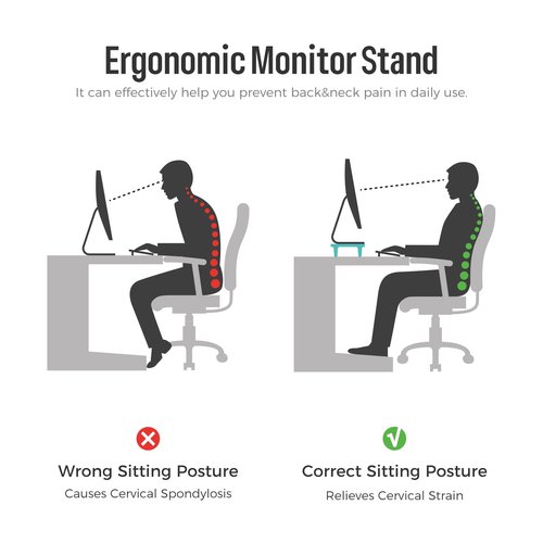 loukin Monitor Stand Riser for Desk, 22.4" x 8.3" Larger Computer Stand for Laptop, PC, Printer, Sturdy Desktop Computer Shelf with Non-Skid Rubber, Home Office, Natural Wood