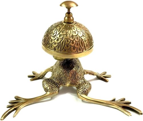 Antique Brass Frog Style Desk Bell Nautical Hotel Counter Reception Calling Service Bell Decor Call Ringing Bell for Home, Office, Reception, Counter, Hospital, Hotel Decor by USA Craft