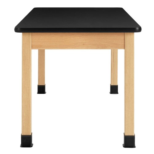 Diversified Spaces School Classroom Science Lab Table, Black Laminate Table Top Worksurface, 60" x 30" x 30", Solid Oak Wood Finish, Made in USA