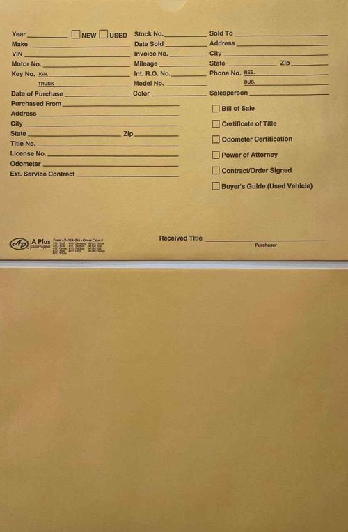 A Plus Dealer Supplies Vehicle Printed Dealer Jackets #511 DSA-546 Buff, 100 Quantity (P*)