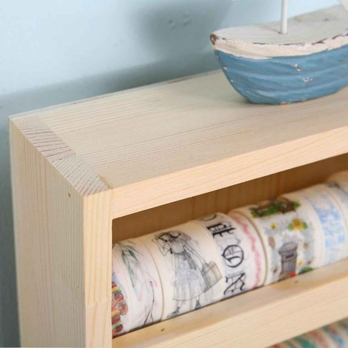 JforSJizT 7 Layers Wood Washi Tape Box Organizer and Storage with Hanging Hook, Desktop Tape DIY Sticker Roll Holder, Divider Closet Container Holder for Sewing and Thread