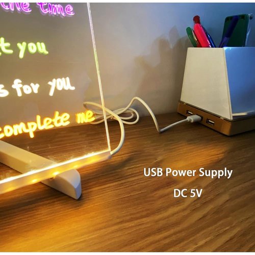 Kivvy Magic Board,Luminous Acrylic Message Board with 7 Color Markers Pen,Clear Drawing Board with Light for Memo/Office/Festival/Gift (20CM X 20CM)
