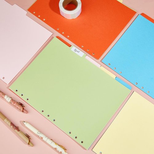 SUPERFINDINGS 20 Pcs Binder Dividers 5 Color Tab Dividers for 9 Ring Binder 29.5x24cm B5 Notebook Index Divider Paper Ideal for Notebook Folders Schedules Offices