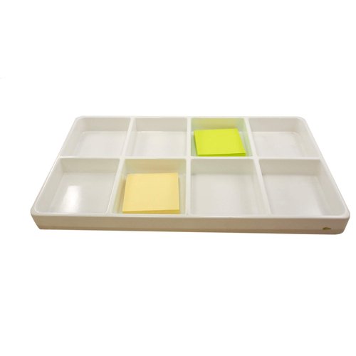 Heavy Duty Beach-Stone White Plastic 8 Compartment Tray - for Storage/Organization/Display/Sales/Stacking/Sorting