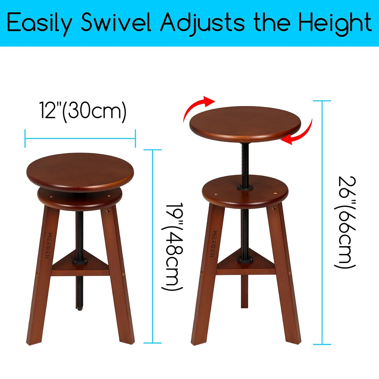 MEEDEN Wooden Drafting Stool with Adjustable Height, Artist Stool,Office Studio Stool, Up to 220 Lbs,German Beech Wood, Perfect for Artists Studio,Home Use,Kitchen,Bars