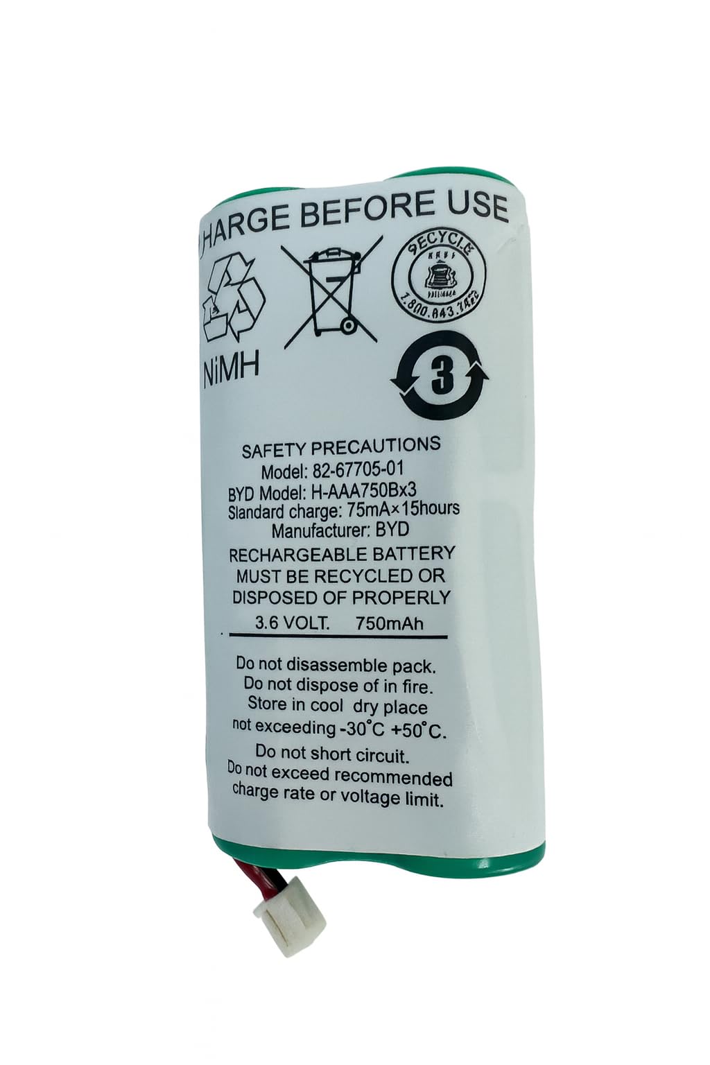 PowerHOOD Replacement Battery 82-67705-01 Ni-MH 3.6V 750mAh Rechargeable Battery Pack Compatible with Symbol LS4278, LI4278, DS6878, DS6878-DL, DS6878-SR, DS6878-HC, and CR0078-S/CR0078-P Cradle
