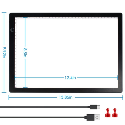 Slide Viewer Light Pad for Slides and Film Negative Scanning, Ultra-Thin A4 Size Magnetic Backlight with 3 Brightness Levels, USB Powered