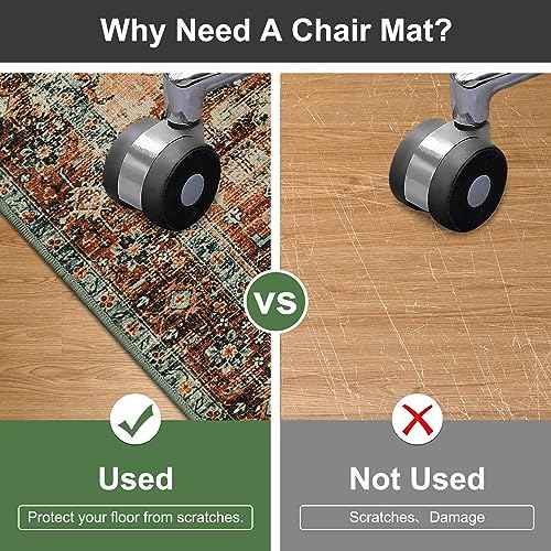 Anidaroel 48"x60" Chair Mat for Hardwood Floor/Tile Floor, Desk Chair Mat for Hard Floors, Under Desk Rug Protector for Rolling Chair, Computer Gaming Chair Mats, Low Pile Carpet Floor Mat