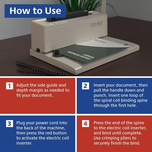 TruBind Coil Binding Machine with Electric Coil Inserter | Manually Punch up to 12 Sheets | 440 Sheet Bind Capacity with 4:1 Pitch | 2-Year Warranty | Heavy-Duty Coil Crimping Pliers Included