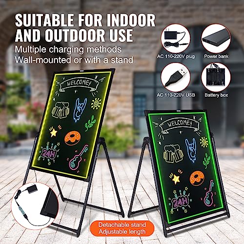 VEVOR 32 x 32 Inch LED Message Board with Remote, Neon Sign, Illuminated Chalkboard with 8 Fluorescent Markers