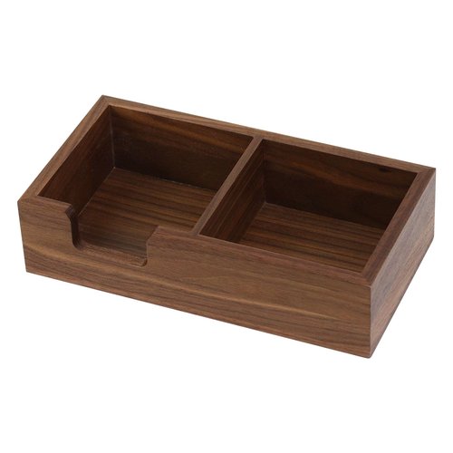 Buqoo Sticky Note Holder, 2 in1 Black Walnut Wood Self Stick Note Holder Memo Pad Holder Dispenser Organizer, Post It Note Dispenser Cube Holder for 3 x 3 Pads for School Office Home Desk Accessories