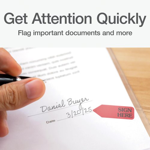 Redi-Tag Sign Here Printed Arrow Dispenser Flags, 120 Flags per Dispenser, 1-7/8 x 9/16 Inches, Red (81024)