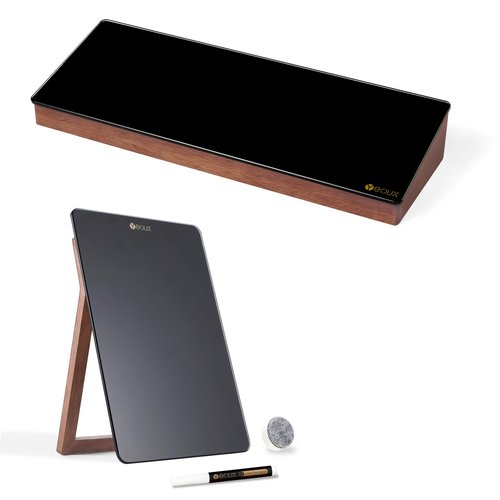 Yeoux Office Essential - Desktop Black Glass Whiteboard Combination