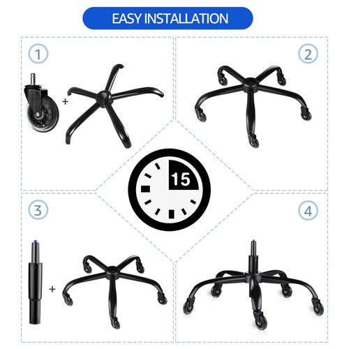MASTERY MART Office Chair Base Replacement Bundle – Heavy Duty 352 lbs, Smooth Rolling on All Floors, Swivel Base with Caster Wheels & Gas Lift Cylinder, 4.7'' Travel Length